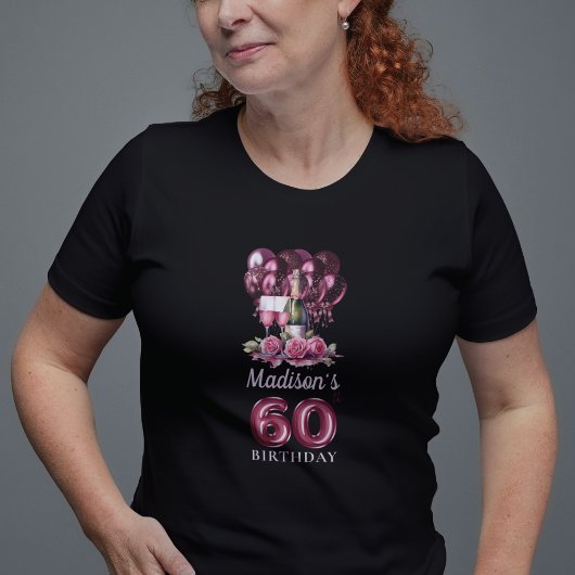 Gepersonaliseerde 60e verjaardag Luxe Wijn & Ballo T-shirt