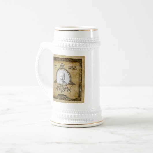 Gepersonaliseerde 60e verjaardag Naam Jaar Foto  Bierpul (Voorkant links)