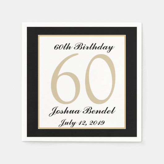 Gepersonaliseerde 60e verjaardag partij servetten (Voorkant)