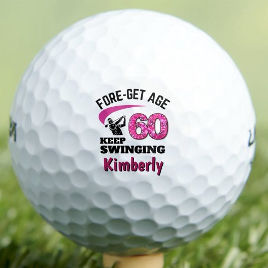 Gepersonaliseerde 60e verjaardag – Pink Fore-get L Golfballen