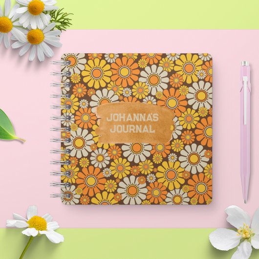 Gepersonaliseerde 60s stijl Bloemkracht Daisy Flor Notitieboek
