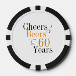 Gepersonaliseerde 60ste verjaardag Cheers Beers Poker Chips