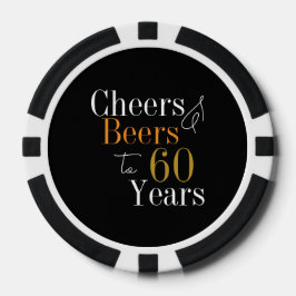 Gepersonaliseerde 60ste verjaardag Cheers Beers Zw Poker Chips