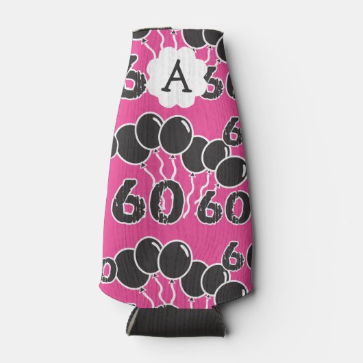 Gepersonaliseerde 60ste verjaardag ROZE Fles Coole Flesjeskoeler (Voorkant)