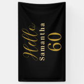 Gepersonaliseerde 60ste verjaardag Zwart Goud Verj Spandoek (Verticaal)