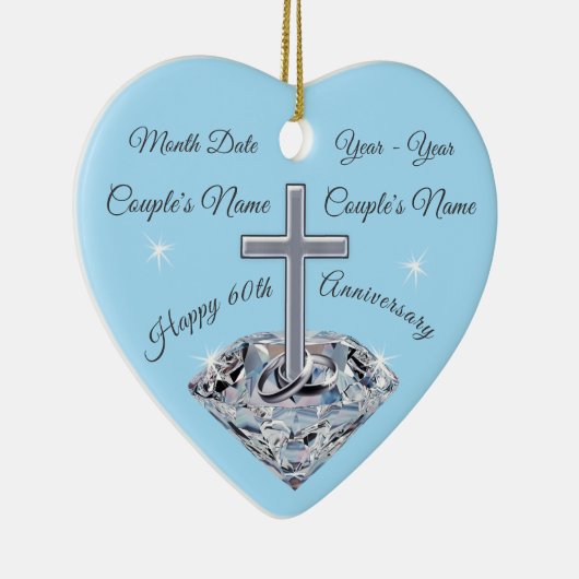 Gepersonaliseerde 60ste weddenschap Jubileum Gift Keramisch Ornament (Rechts)