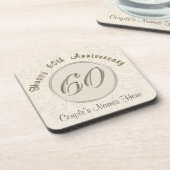 Gepersonaliseerde 60ste weddenschap Jubileum Gifts Onderzetter (Linkerzijde)