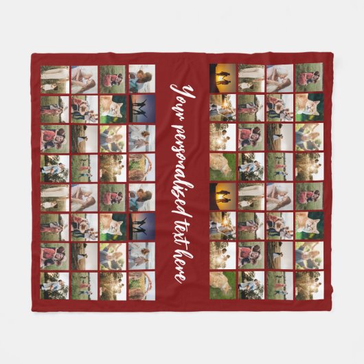 Gepersonaliseerde 64 fotocollage fleece deken (Voorkant (Horizontaal))