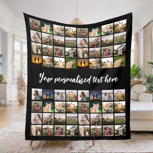 Gepersonaliseerde 64 fotocollage fleece deken