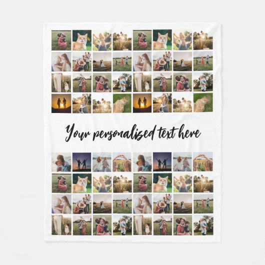 Gepersonaliseerde 64 fotocollage fleece deken (Voorkant)