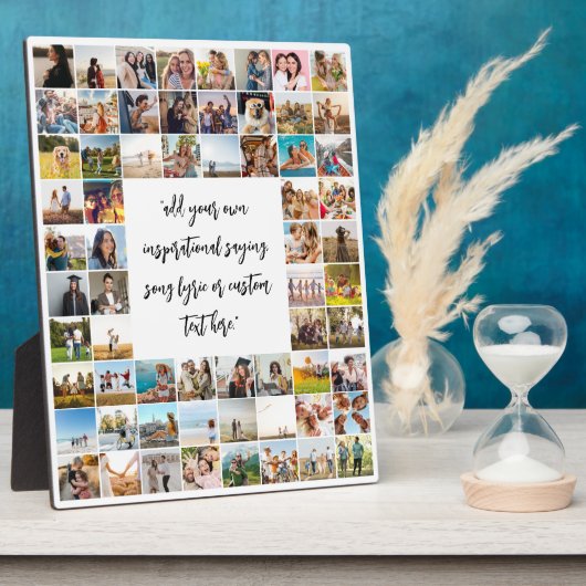 Gepersonaliseerde 64 fotocollage met citaat fotoplaat (Zijkant)