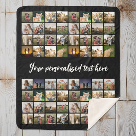 Gepersonaliseerde 64 fotocollage sherpa deken