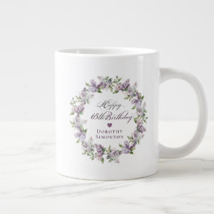 Gepersonaliseerde 65e Verjaardag Gift Paarse Lila Grote Koffiekop