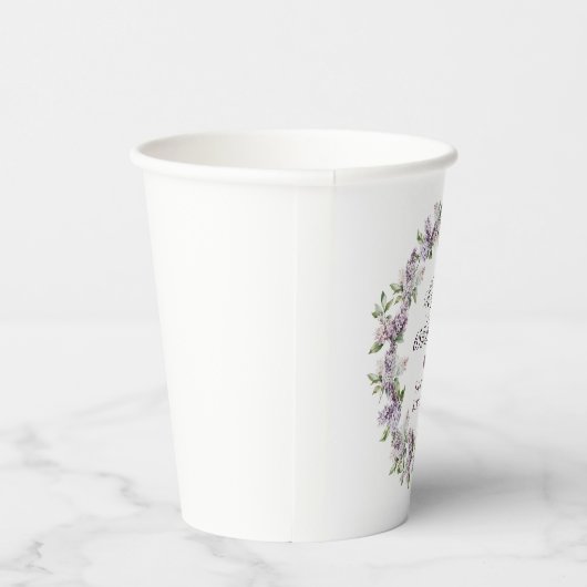 Gepersonaliseerde 65e verjaardag Paarse Lila bloem Papieren Bekers (Rechts)