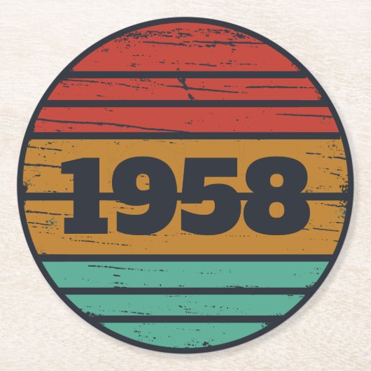 Gepersonaliseerde  65ste verjaardagsfeestje gesche ronde kartonnen onderzetter (Voorkant)