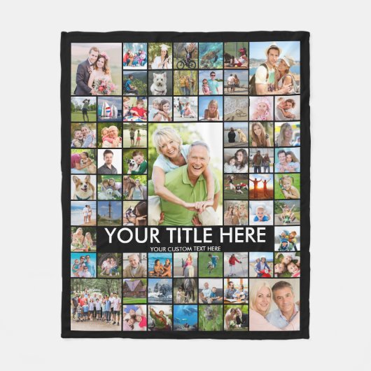 Gepersonaliseerde 68 Fotocollage aangepaste kleur Fleece Deken (Voorkant)