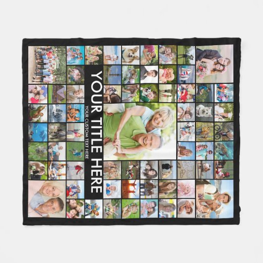 Gepersonaliseerde 68 Fotocollage aangepaste kleur Fleece Deken (Voorkant (Horizontaal))