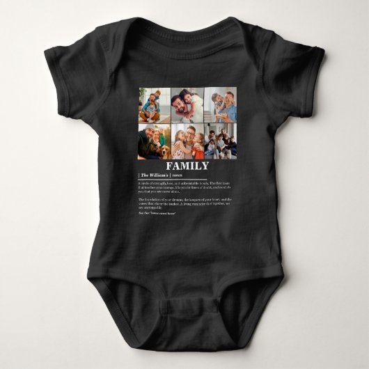 Gepersonaliseerde 6 foto collage familie definitie romper (Voorkant)