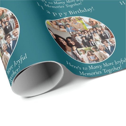 Gepersonaliseerde 6-foto familie & echtgenoot verj cadeaupapier (Rol Hoek)