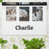 Gepersonaliseerde 6 fotocollage dierenvriend zwart theedoek (Gevouwen)