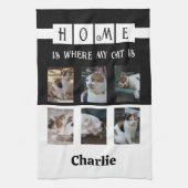 Gepersonaliseerde 6 fotocollage dierenvriend zwart theedoek (Verticaal)