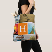 Gepersonaliseerde 6 Fotocollage Monogrammed Sinaas Tote Bag (Dichtbij)