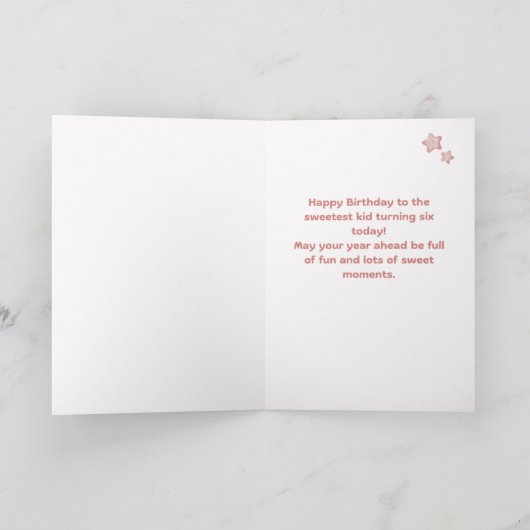 Gepersonaliseerde 6e Verjaardag Cupcake Kaart (Binnen)