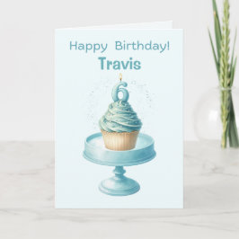 Gepersonaliseerde 6e Verjaardag Cupcake Kaart