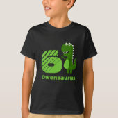 Gepersonaliseerde 6e verjaardag dinosaurus t-shirt (Voorkant)