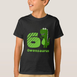 Gepersonaliseerde 6e verjaardag dinosaurus t-shirt