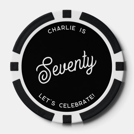 Gepersonaliseerde 70 zeventigste verjaardag poker chips (Voorkant)