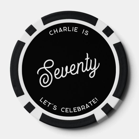 Gepersonaliseerde 70 zeventigste verjaardag poker chips (Achterkant)