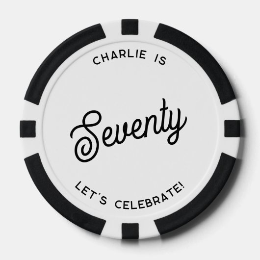 Gepersonaliseerde 70 zeventigste verjaardag poker chips (Voorkant)