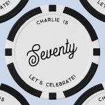 Gepersonaliseerde 70 zeventigste verjaardag poker chips<br><div class="desc">Een modern chique typografisch ontwerp om uw 70e verjaardag in stijl te vieren. Verander de tekst om te personaliseren.</div>
