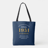 Gepersonaliseerde 70e verjaardag 1951 Elegant Chic Tote Bag (Achterkant)
