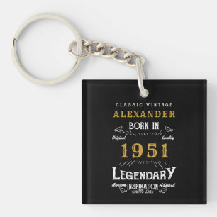 Gepersonaliseerde 70e Verjaardag Geboren 1951 Zwar Sleutelhanger