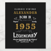 Gepersonaliseerde 70e Verjaardag Geboren 1955  Zwa Wijn Etiket (Enkel label)