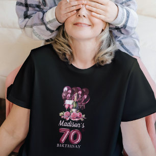 Gepersonaliseerde 70e verjaardag Luxe Wijn & Ballo T-shirt