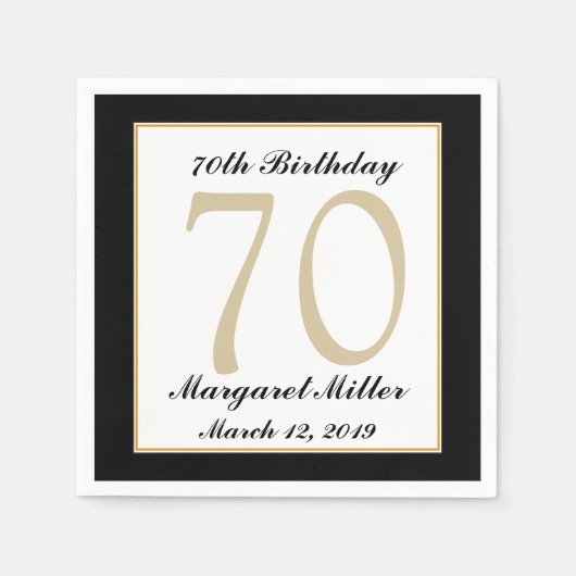 Gepersonaliseerde 70e verjaardag partij servetten (Voorkant)