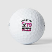 Gepersonaliseerde 70e verjaardag – Pink Fore-get L Golfballen (Voorkant)