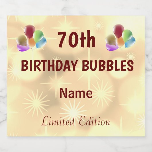 Gepersonaliseerde 70e verjaardag sparkling wijnetiket (Enkel label)