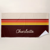 Gepersonaliseerde 70s Retro Stripes Monogram Strandlaken (Voorkant)