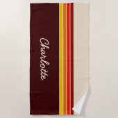 Gepersonaliseerde 70s Retro Stripes Monogram Strandlaken (Voorkant)