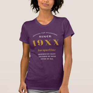 Gepersonaliseerde 70ste verjaardag Paarse Goud voo T-shirt