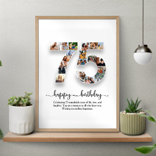 Gepersonaliseerde 75e Verjaardag Fotocollage Poste Poster