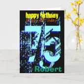 Gepersonaliseerde 75e verjaardag Mannen Wenskaart Kaart (Gele Bloem)