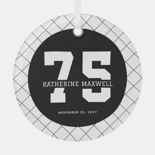 Gepersonaliseerde 75e verjaardag Modern en Elegant Glas Ornament (Voorkant)