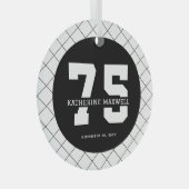 Gepersonaliseerde 75e verjaardag Modern en Elegant Glas Ornament (Voorkant Rechts)