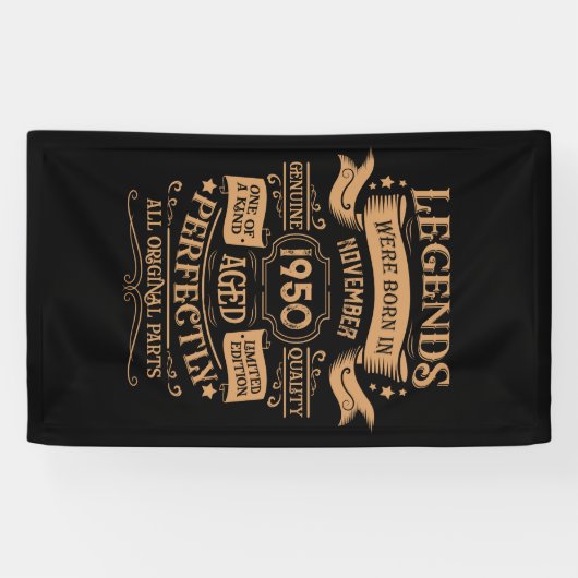 Gepersonaliseerde 75e verjaardag whiskey thema spandoek (Horizontaal)