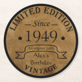 Gepersonaliseerde  75e verjaardagscadeaus ronde kartonnen onderzetter (Voorkant)